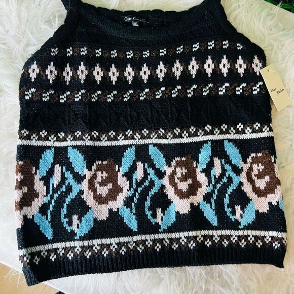 Vintage style / crotchet style black floral boho casual tank top L/ XL - Picture 9 of 9